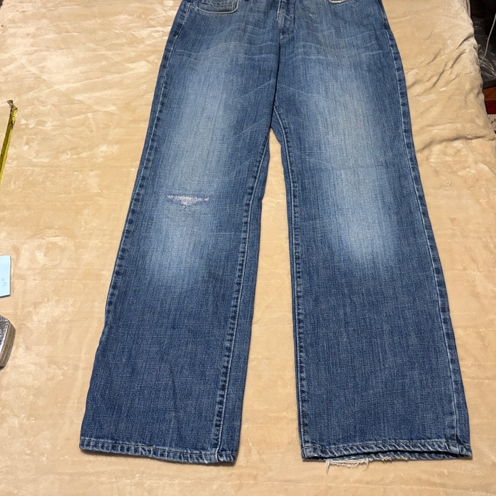 Men's Versace distressed Blue Straight-Leg Jeans. 30x31